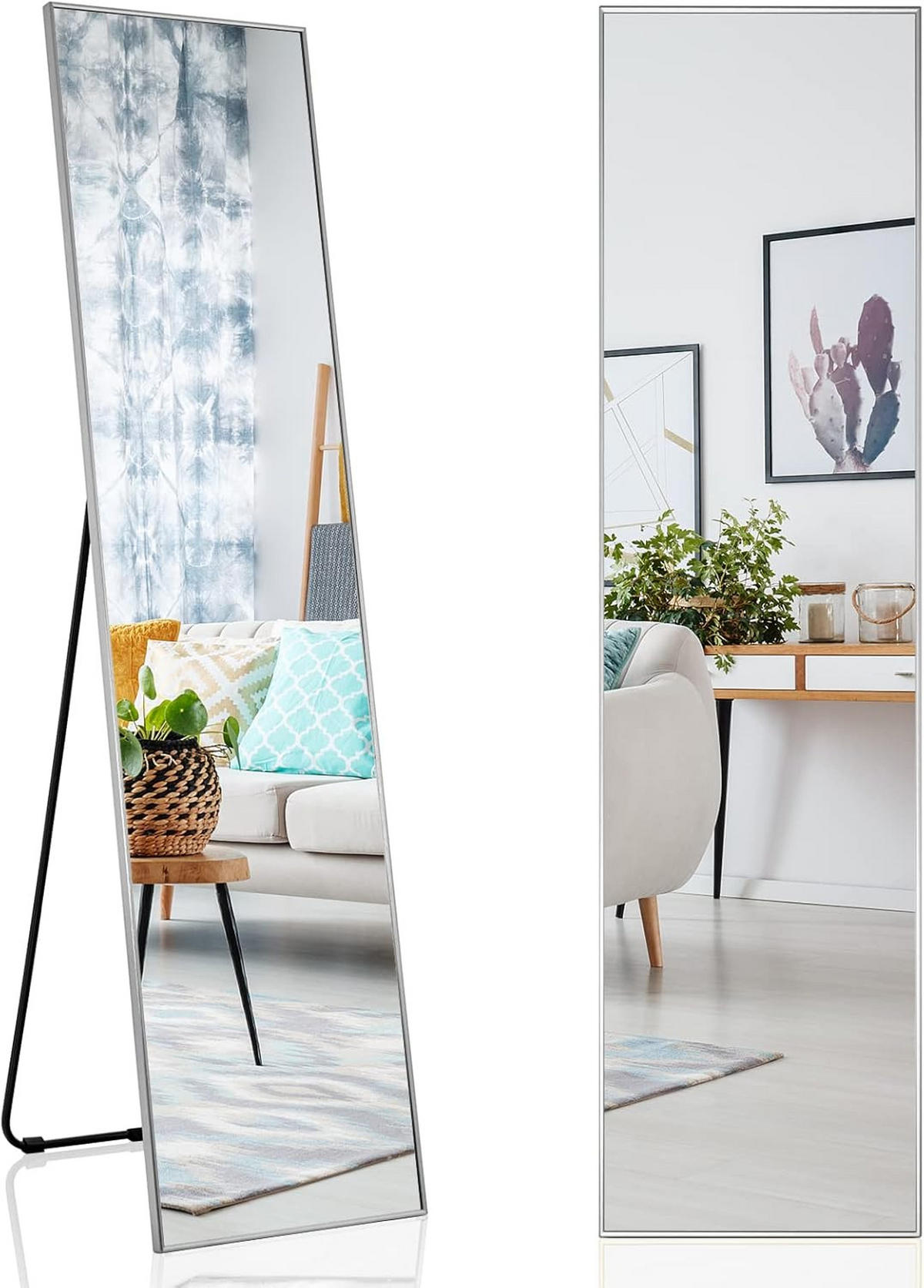 GANZKÖRPERSPIEGEL Silber - Silberfarben, Glas (40/2/160cm) - COSTWAY