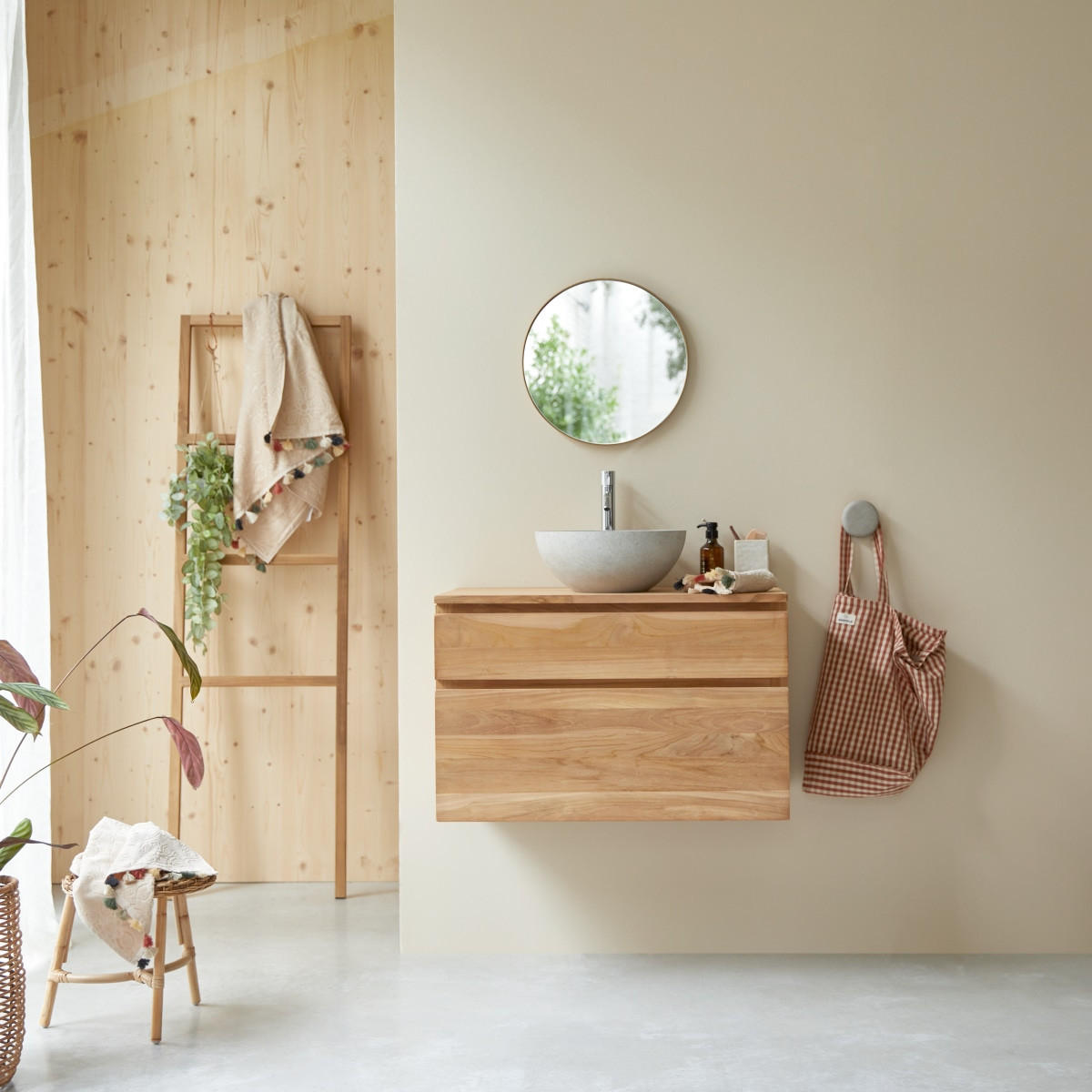 WASCHTISCHUNTERSCHRANK Jacob Natur aus Teak - Naturfarben, Holz (80/51/45cm) - Tikamoon