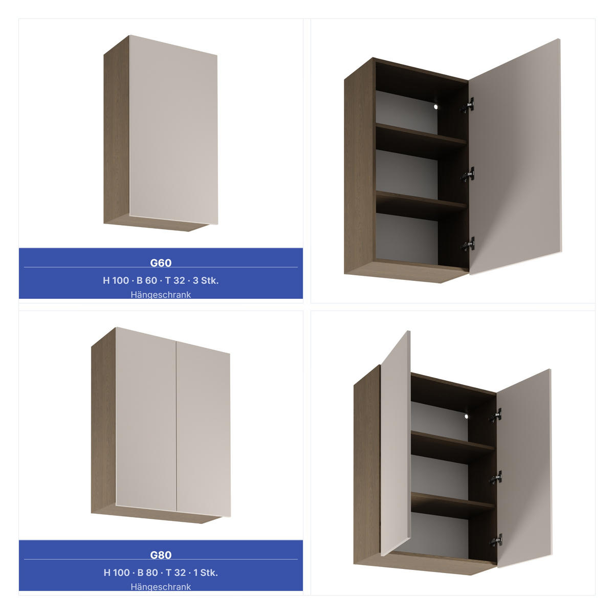 KÜCHENZEILE 395 cm - Sorento KS10-M395 - in Beige / Dunkle Eiche - Eichefarben/Beige, Holz/Metall (395/247/58cm)
