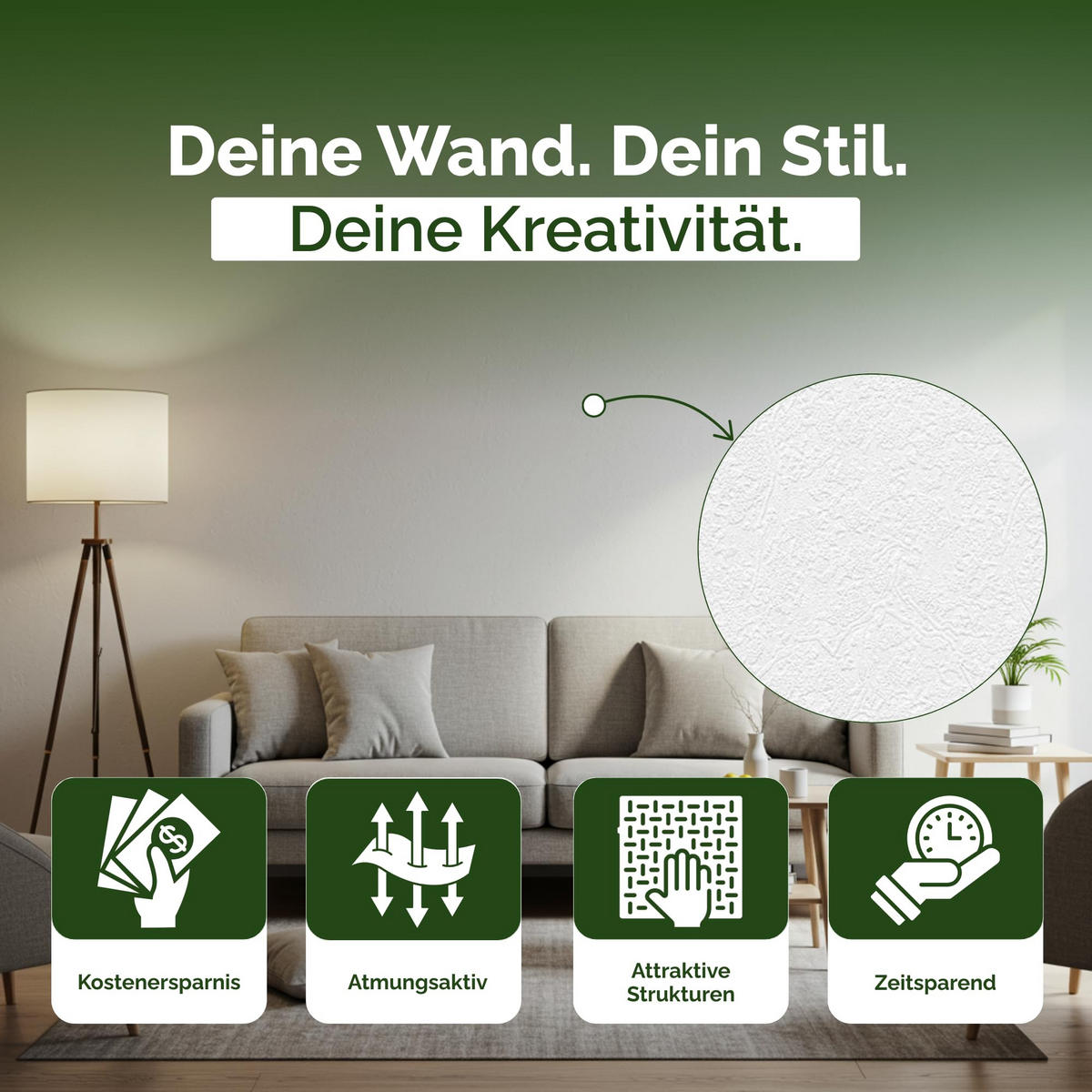 VLIESTAPETE Creative Strukturputz 10,05 m x 0,53 m - Weiß, Papier (53/10cm)