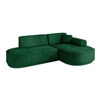 ECKSOFA Ottomane Rechts MARI-L1-v3 - 243x171x83 cm Dunkelgrün Velours - Dunkelgrün/Schwarz, Holzwerkstoff/Kunststoff (171/243cm) - ALTDECOR