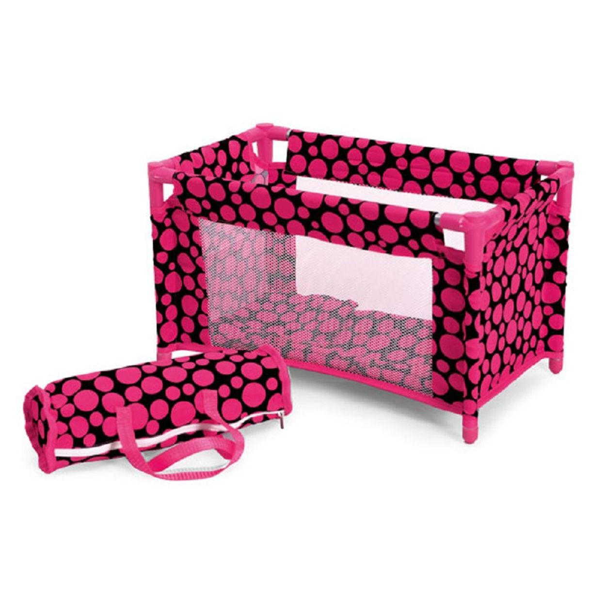 PUPPENBETT Fantasy 9381 48 x 27 cm, Matratze, Kissen, Seitenfenster, Tragetasche, ab 3 Jahren - Rosa, Kunststoff (27/31/48cm) - Moni