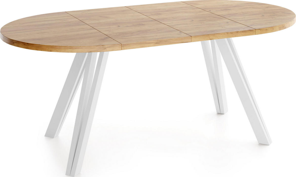 ESSTISCH Ravero runder ausziehbarer, Eiche Braun 100-180/100/77 cm - Eiche Wotan/Braun, Holz/Holzwerkstoff (100/180/76.5cm) - WFL GROUP