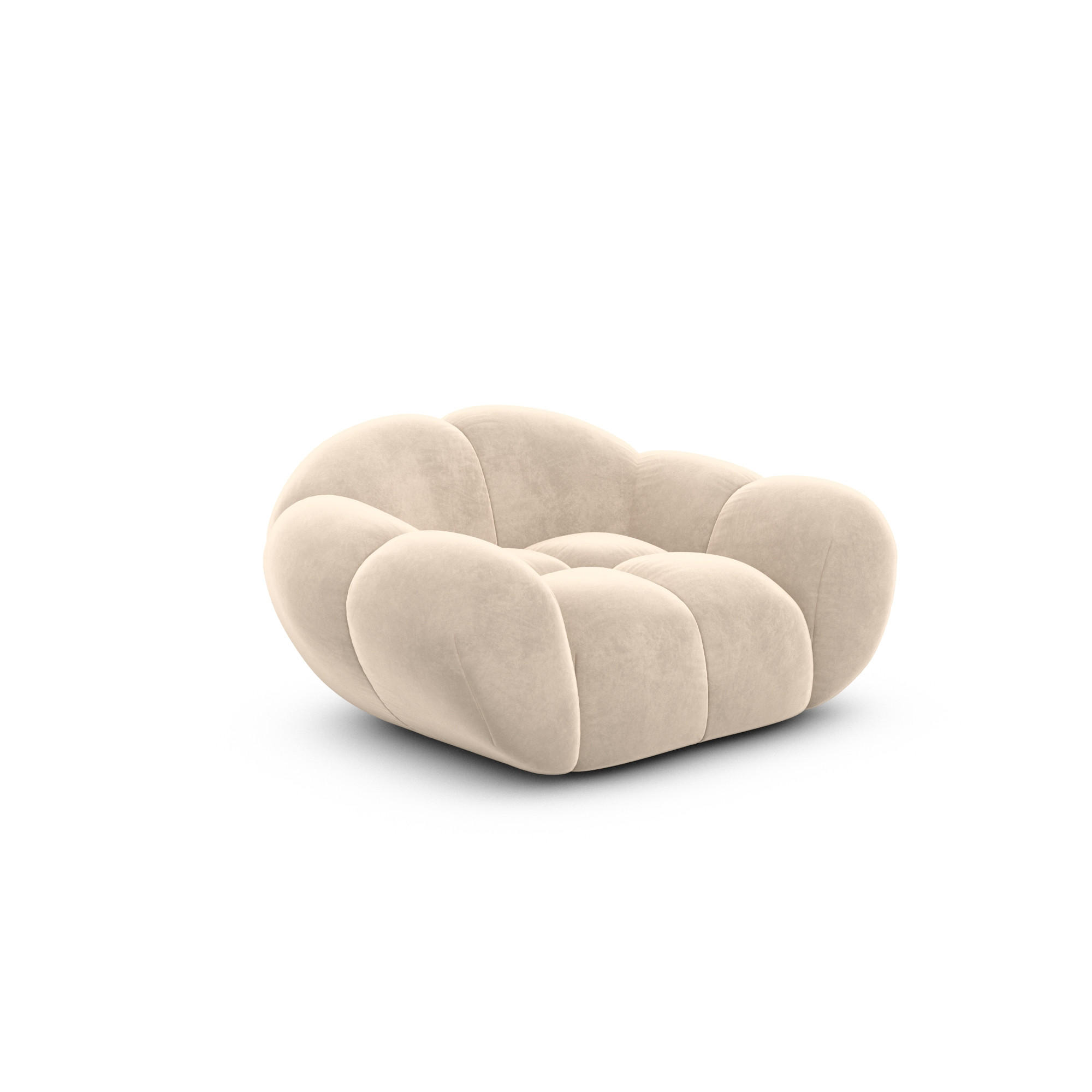 SESSEL Samtstoff Creme - Creme, Textil (135/70/93cm) - VAROYAL