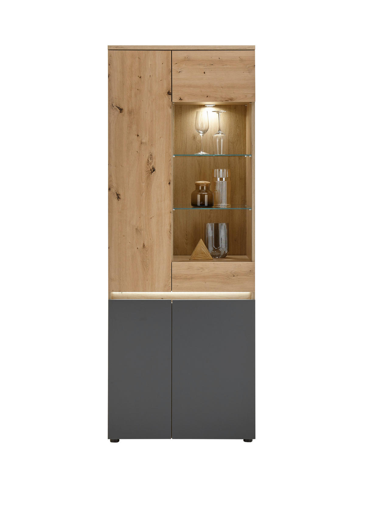 WOHNWAND Limoges 310/200/38 in Artisan Eiche Nb., anthrazit - Braun, Holz (310/200/38cm) - moebel dich auf