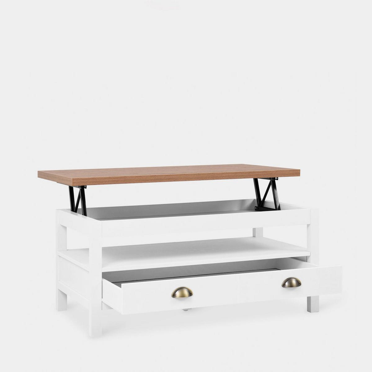 COUCHTISCH HOCHKLAPPBARER Marais Weiß 100 cm x 45-57 cm - Weiß, Holzwerkstoff (55/100/45cm)