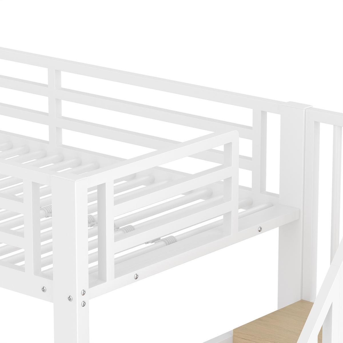 HOCHBETT aus Metall und MDF 90x200 cm in Weiß mit LED & Stauraum - Weiß, Metall (90/200cm) - Modfu