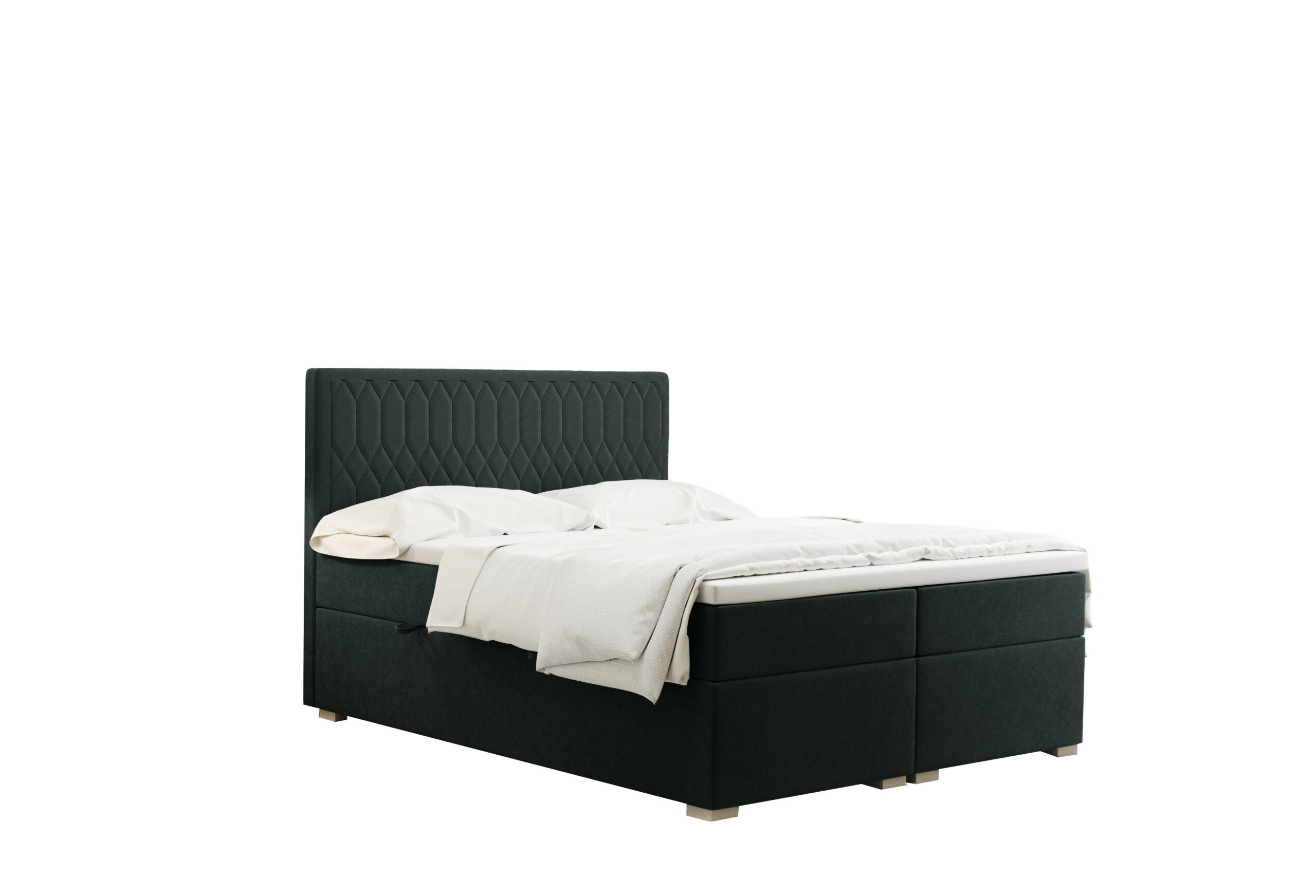 BOXBETT RIMINI Stoff Riviera Grün 180x200 cm H3-Bonell - Grün, Holz/Kunststoff (180/200cm) - Kaiser Möbel