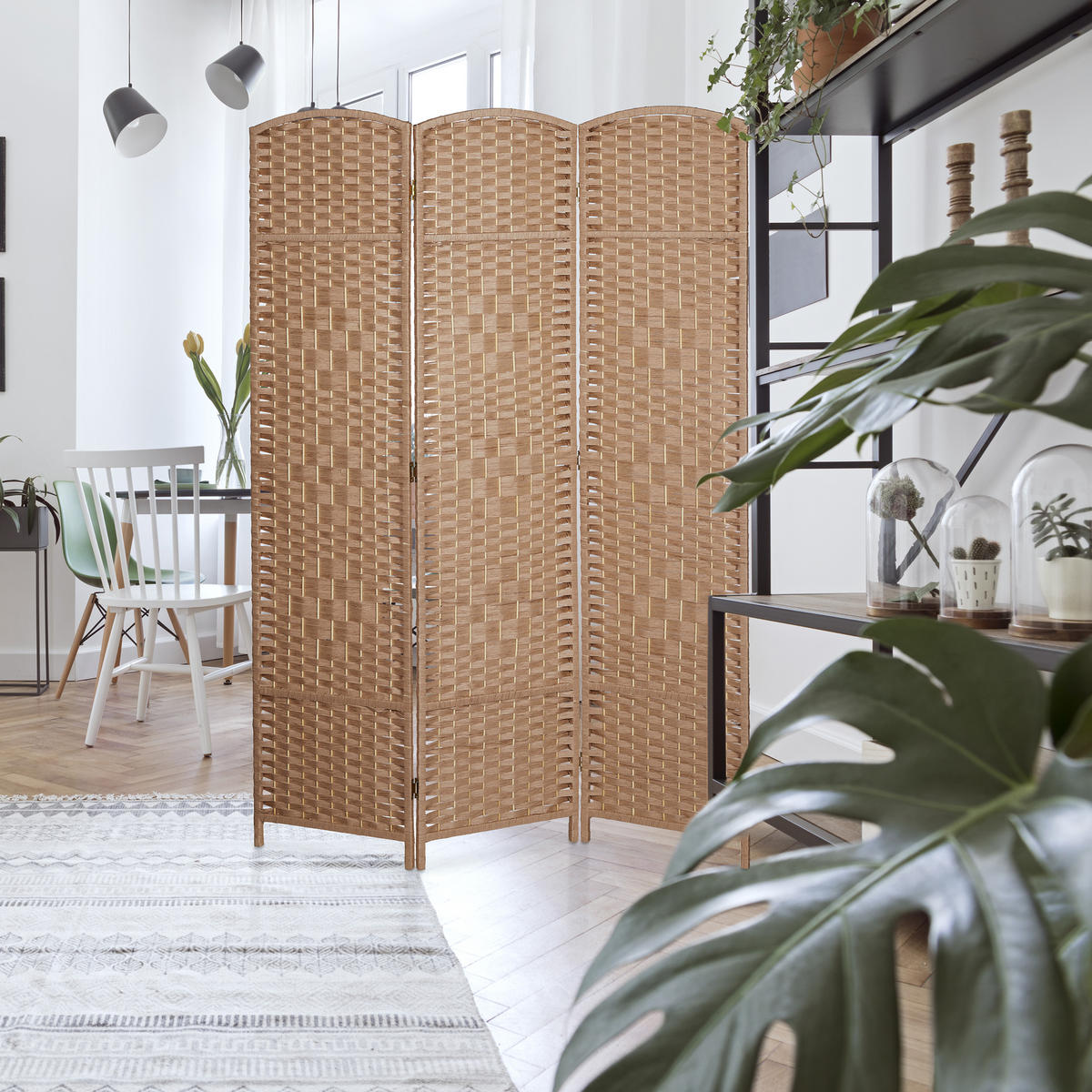 PARAVENT - Hellbraun, Holz/Papier (120/170/2cm) - Relaxdays