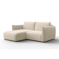 ECKSOFA TAUER 3-Sitzer LINKS, Bouclé-Stoff ecru - Ecru/Schwarz, Holz/Textil (173/206cm) - Courtois Laville