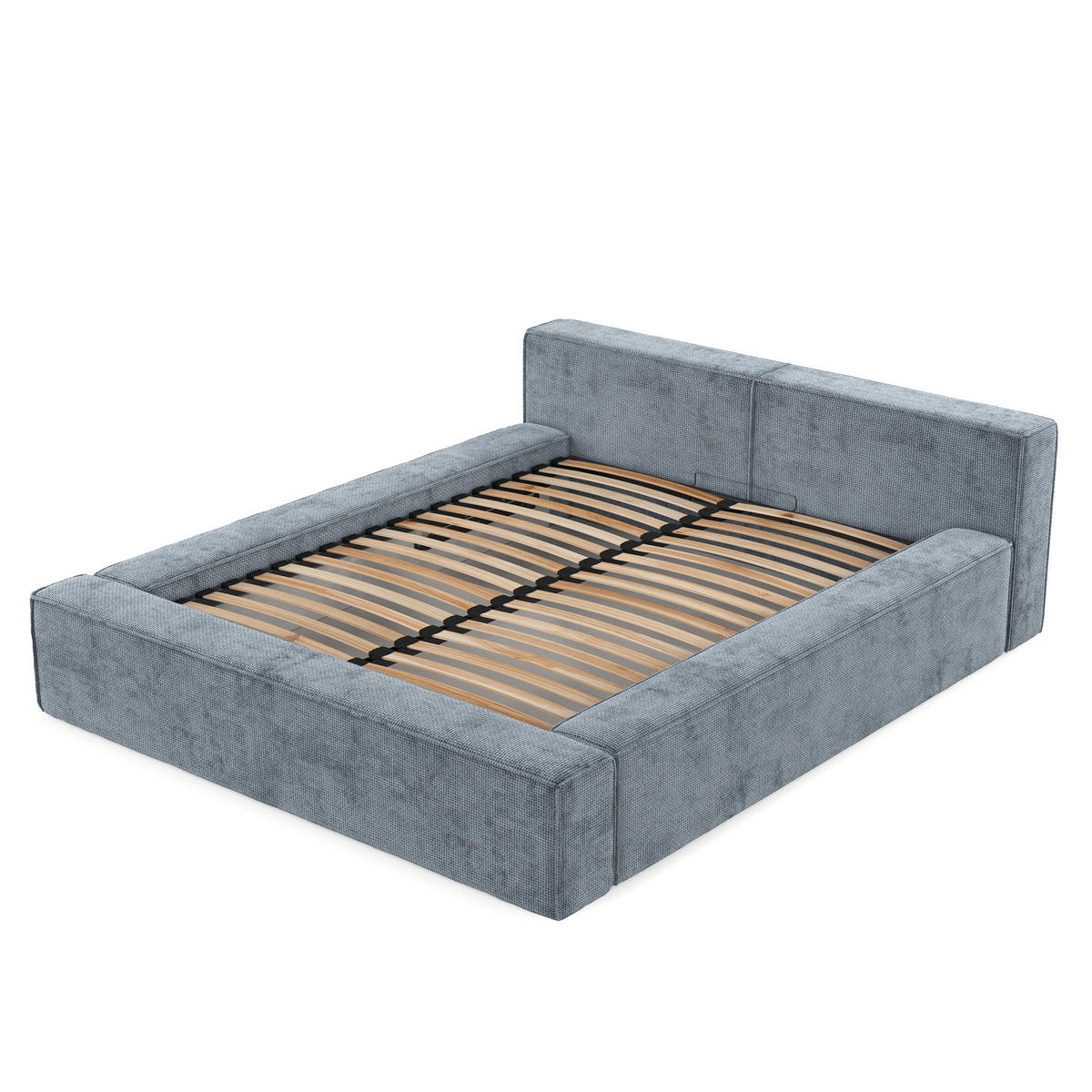 POLSTERBETT Casto mit Stauraum 200/200 cm Hellblau im Bonita Stoff - Schwarz/Naturfarben, Holz/Holzwerkstoff (200/200cm) - AltaBeds