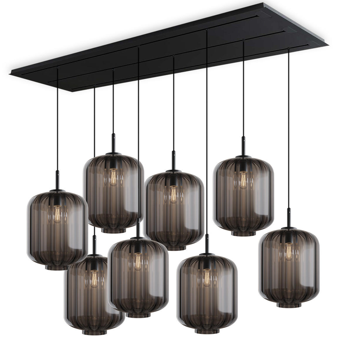 HÄNGELEUCHTE Velo 8-flammig Rauch Ø 25cm - Anthrazit/Schwarz, Glas (25/25/27cm) - s.luce