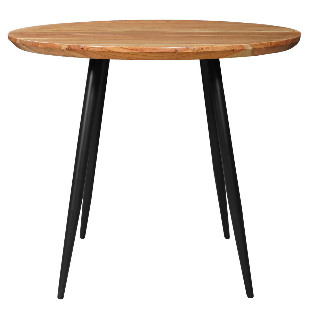 ESSTISCH mit Massivholzplatte - Akazie massiv / Eisen - Schwarz/Braun, Holz/Metall (80/80/76cm) - home24