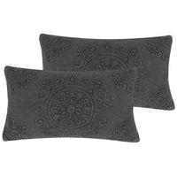 DEKOKISSEN 2er-Set Dunkelgrau 30/50 cm Veloor - Dunkelgrau, Naturmaterialen (30/50cm) - Beliani
