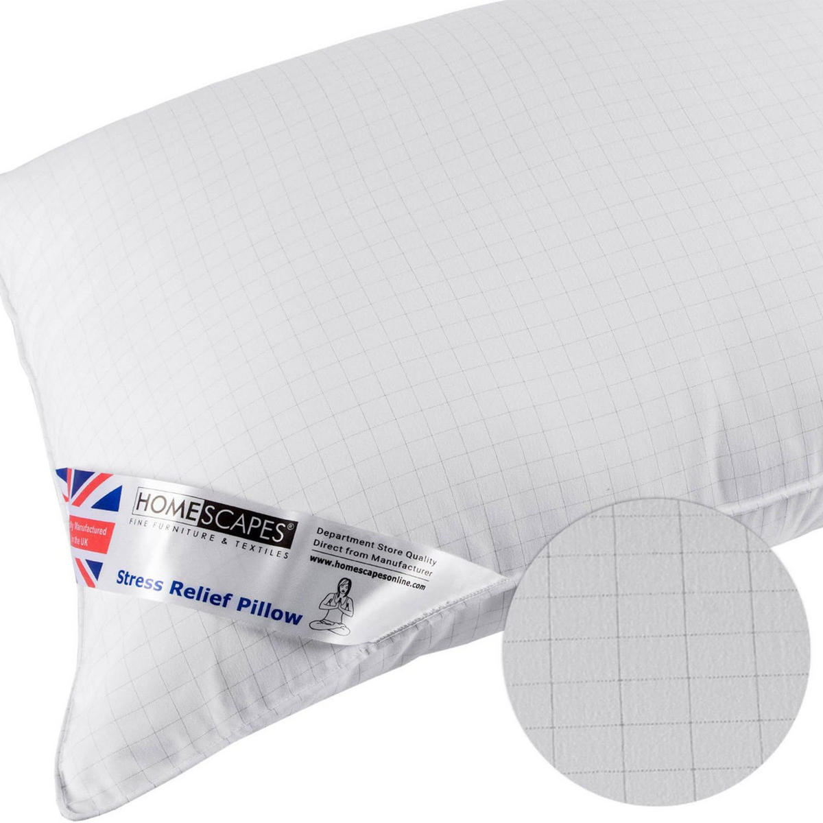 KOPFKISSEN extra prall, Anti-Stress mit Karbonfaser 48/74 cm - Weiß, Textil (48/74cm) - Homescapes