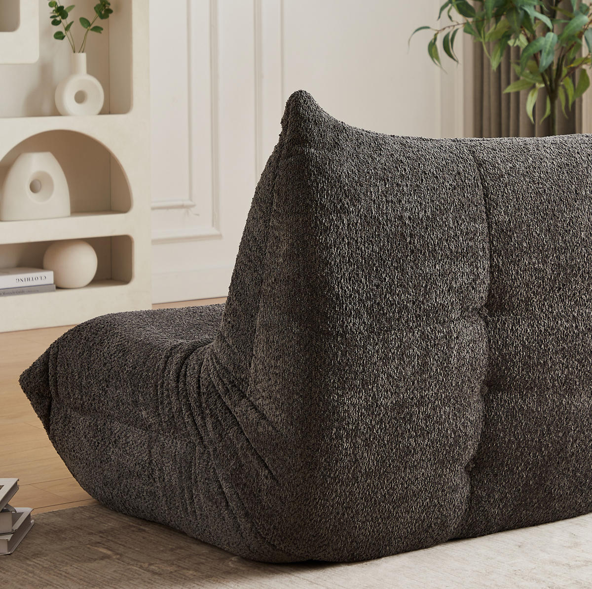 BODEN-LOUNGESSESSEL mit Chenille-Bezug Grau - Grau, Kunststoff (94/71/101cm) - Beauniv