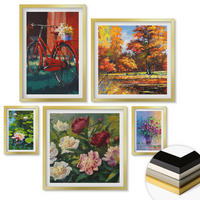 WANDBILDER 5er Set - 50x50 cm & 20x30 cm & 40x60 cm Goldrahmen - Seerosen, Fahrradblumen - Goldfarben, Kunststoff (40/60cm) - ArtPrintCave