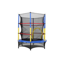 TRAMPOLIN mit Sicherheitsnetz aus Stahl, PP, EPE, Gummiseile in Blau + Gelb + Schwarz für Kinder 137.16 cm Durchmesser x 160 cm Höhe - Schwarz, Metall (137/137/160cm) - Livingandhome