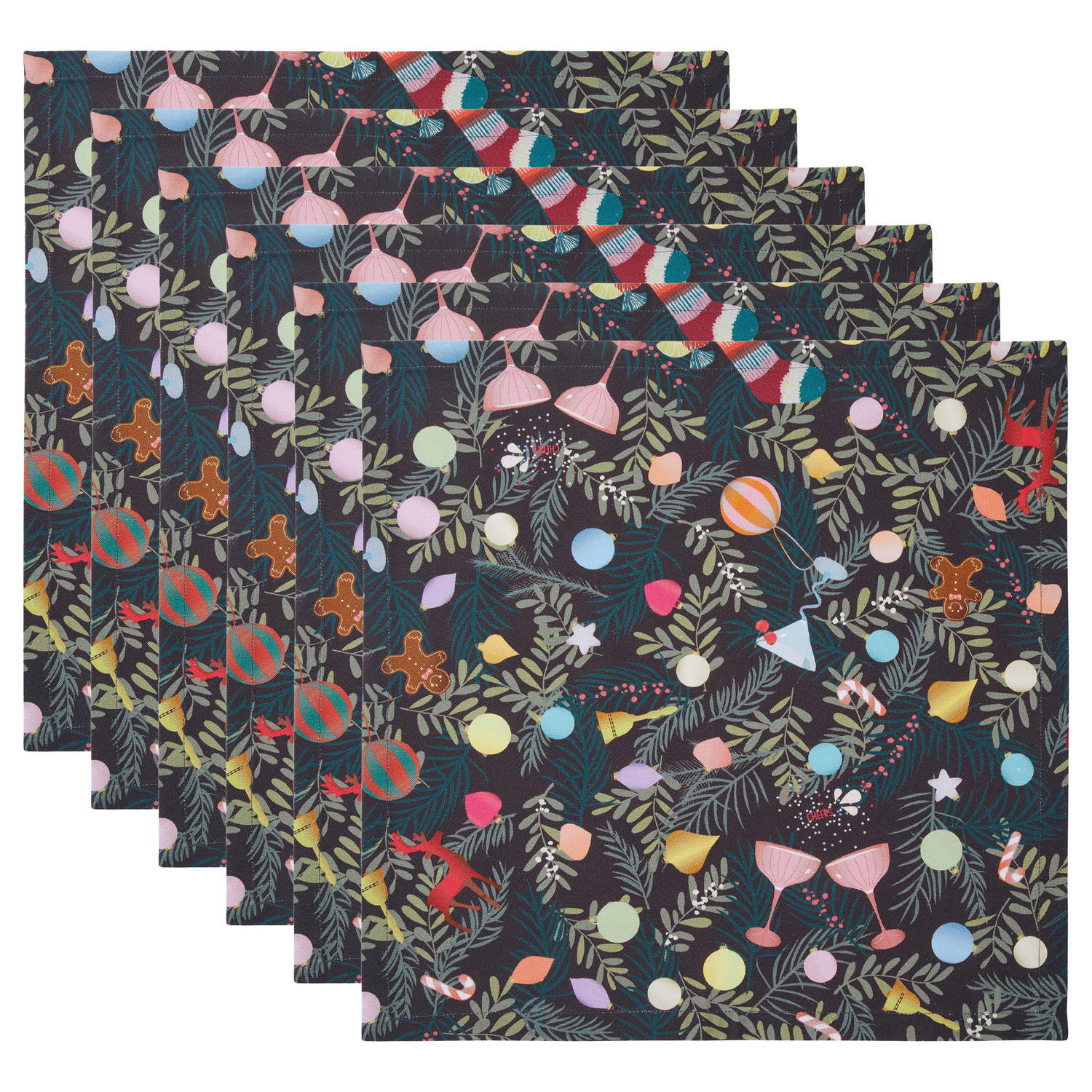 SERVIETTE (6er Set) Christmas Cheers - Multicolor, Textil (42/42cm) - Butlers