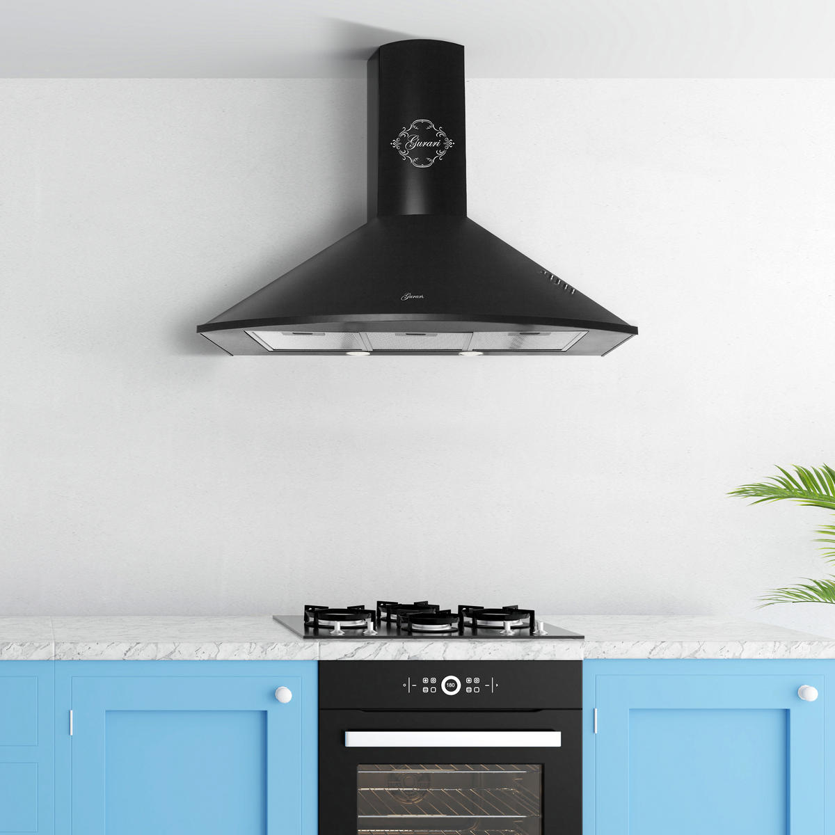 DUNSTABZUGSHAUBE GCH C 046 BL 9 N 90 cm Schwarz - Schwarz, Metall (90/117/50cm) - Gurari