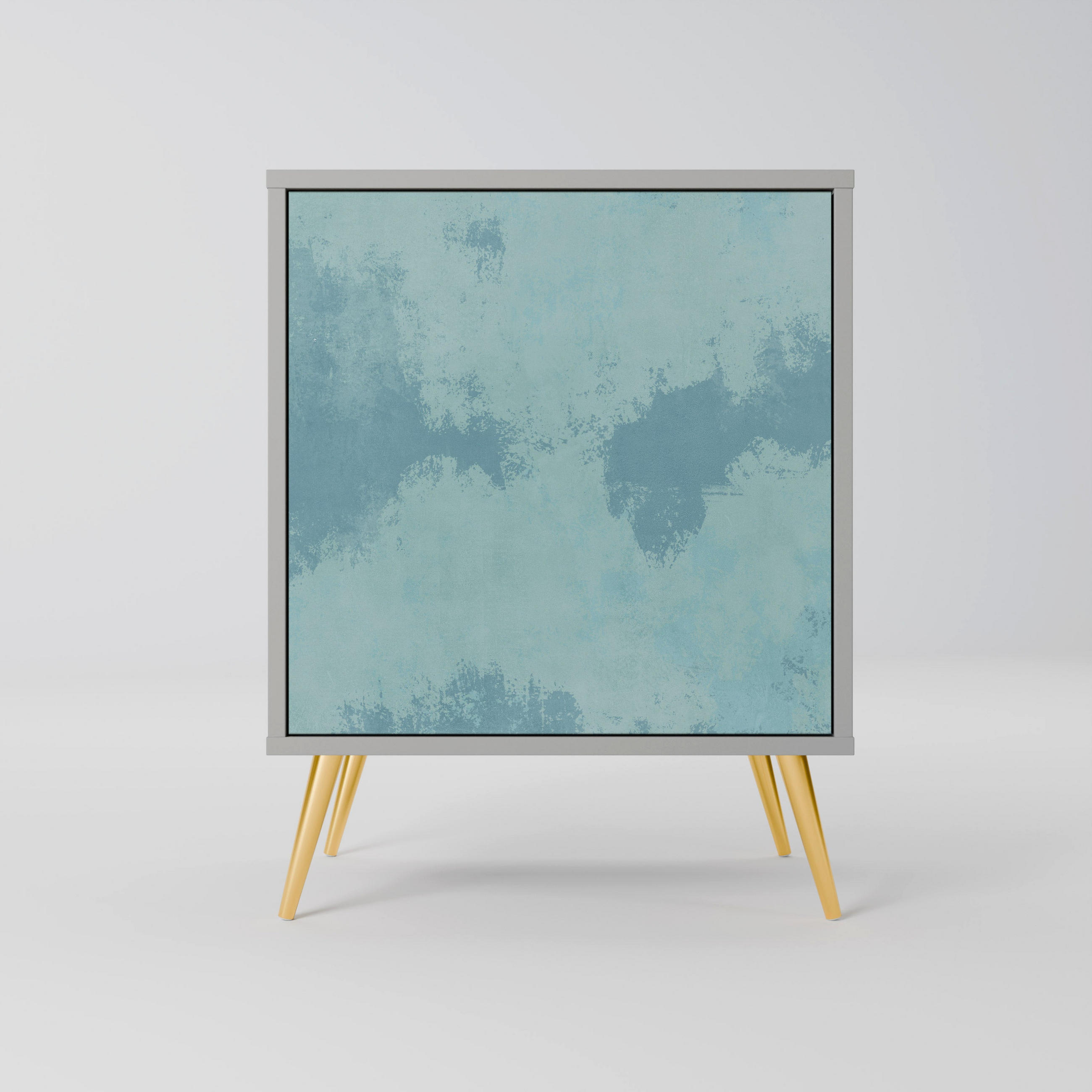 SIDEBOARD SKY WASH, Grau, 57,5x42x75,5 cm, Goldfarbene Metallfüße - Goldfarben/Multicolor, Holzwerkstoff/Metall (57.5/75.5/42cm) - SpaceRebels