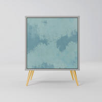 SIDEBOARD SKY WASH, Grau, 57,5x42x75,5 cm, Goldfarbene Metallfüße - Goldfarben/Multicolor, Holzwerkstoff/Metall (57.5/75.5/42cm) - SpaceRebels