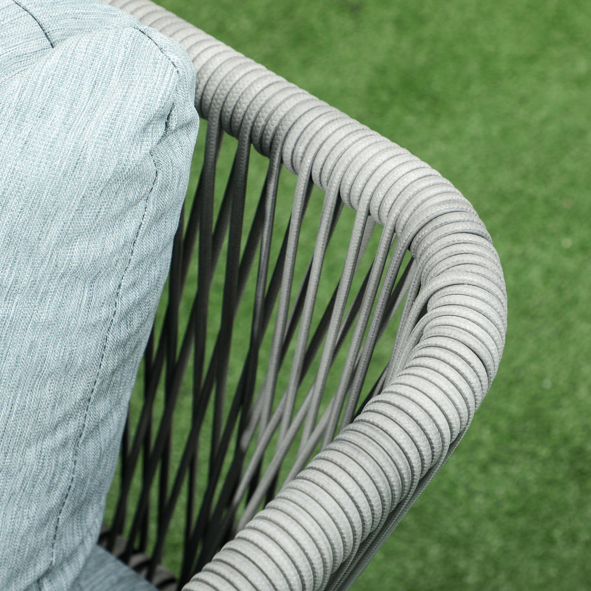 GARTENSET 4 teilig Rattan grau - Grau, Metall - LEBENLANG