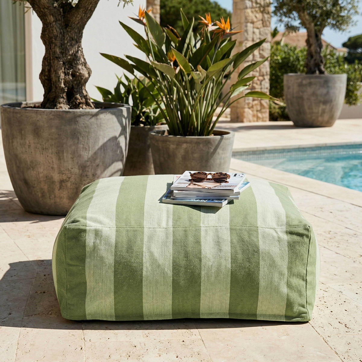 OUTDOOR-SITZSACK, Kaktusgrün - Grün, Textil - Oviala