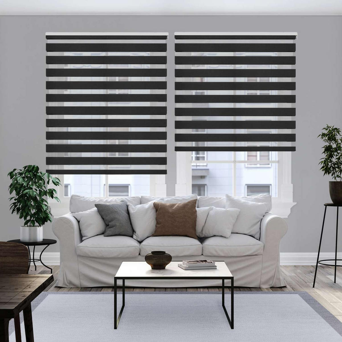 DOPPELROLLO Grau 160x180 cm - Grau, Kunststoff (160/180cm) - STORESDECO