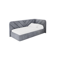 EINZELLBETT Jugendbett mit Bettkasten und Matratze H3/H4, Links - FIKY 90x200 Grau - Grau, Holzwerkstoff/Textil (90/200cm) - ALTDECOR