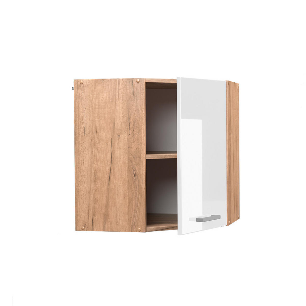 ECKHÄNGESCHRANK R-Line Weiß Hochglanz 57 cm - Honigeiche/Weiß Hochglanz, Holzwerkstoff (57/60/34.1cm) - Vicco