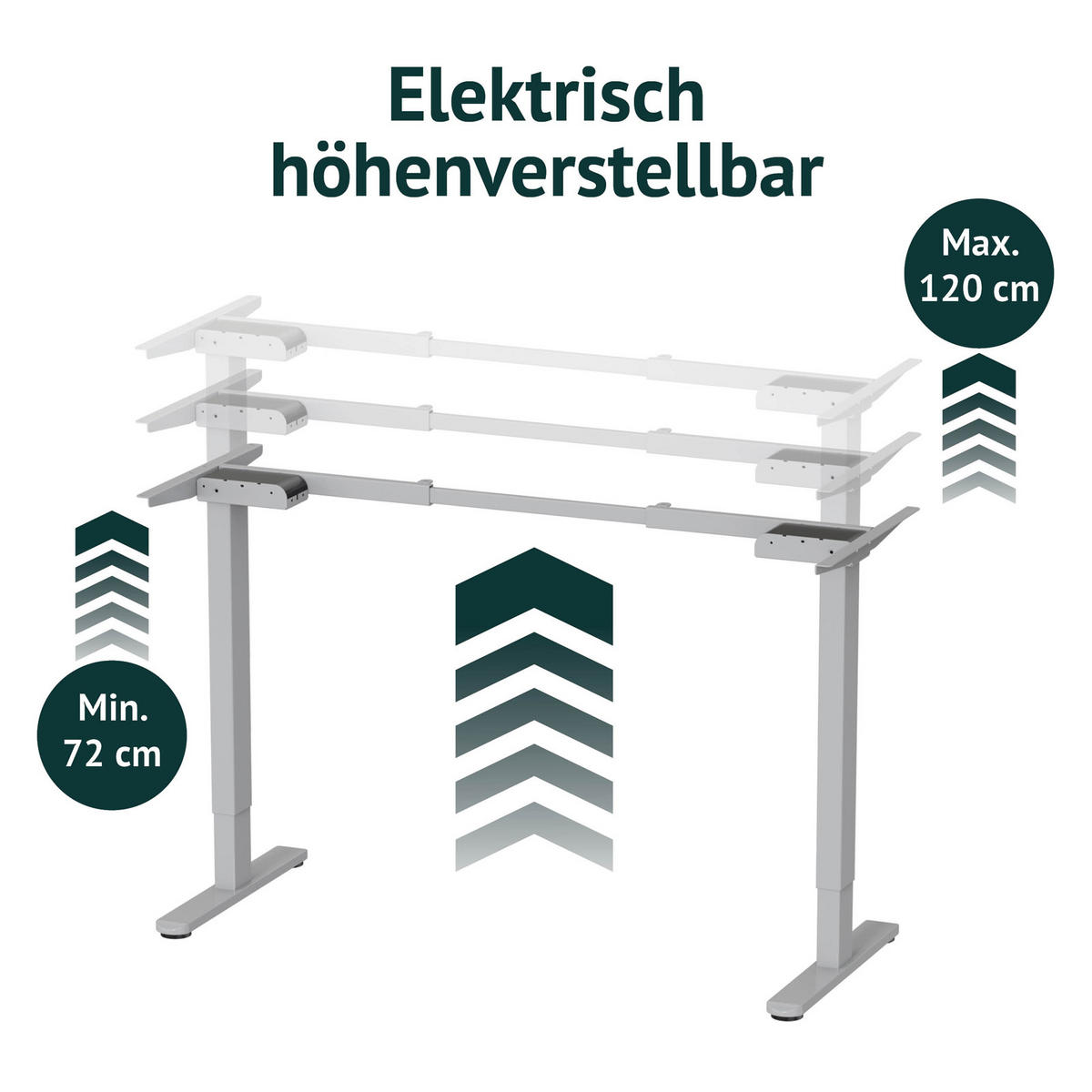 SCHREIBTISCHGESTELL Dobon Grau - Grau, Metall (58.5/140/120cm) - SVITA