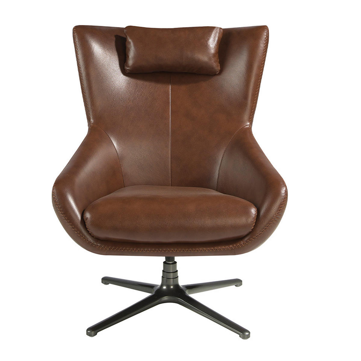 SESSEL Leder Braun, Grau 76 / 90 / 100 cm - Dunkelgrau/Braun, Leder (76/100/90cm) - ANGEL CERDA
