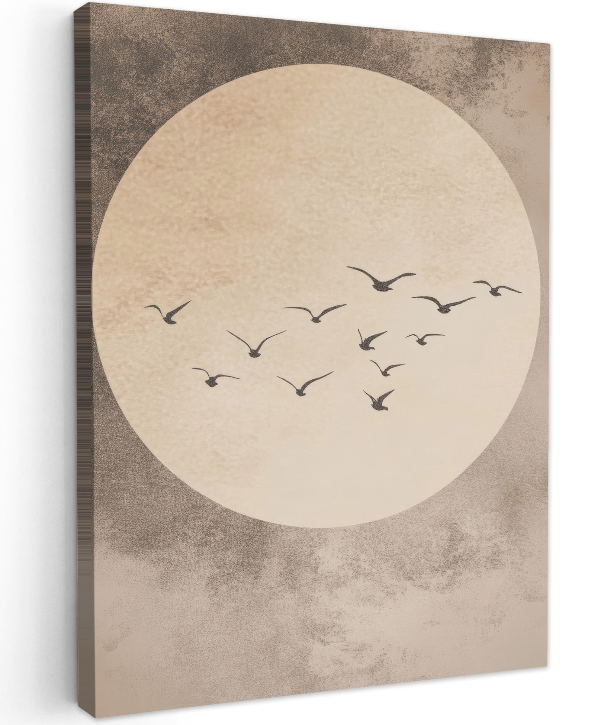 LEINWANDBILD Vogel - Beige - Japanisch 60x80 cm - Taupe, Textil (60/80cm) - MuchoWow