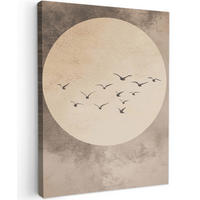 LEINWANDBILD Vogel - Beige - Japanisch 60x80 cm - Taupe, Textil (60/80cm) - MuchoWow