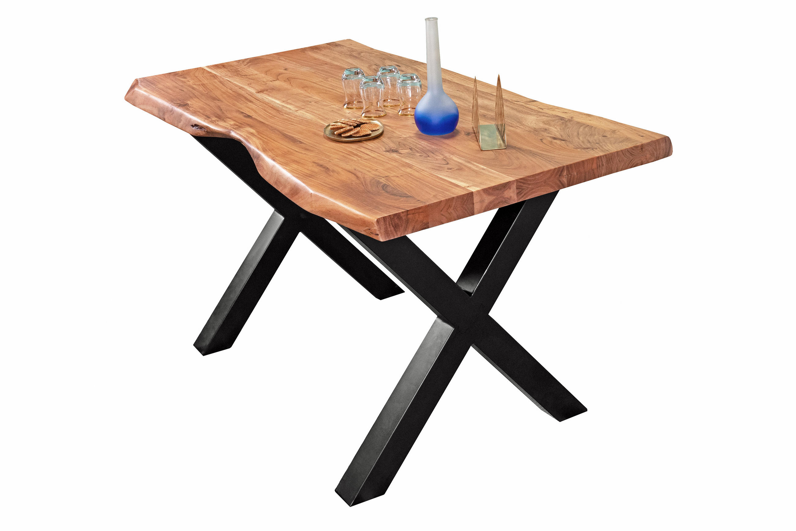 ESSTISCH CALI - Beige/Schwarz, Holz/Metall (80/120/77cm) - SAM