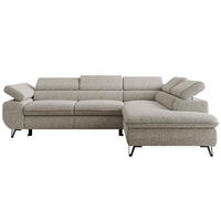 ECKSOFA PABLO L Hellgrau Struktur - Rechts Seite mit T25 Topper - Hellgrau/Schwarz, Textil/Metall (273/208cm) - MKS