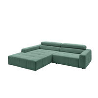 ECKSOFA MIT MOTORISCHEM SITZVORZUG RENO Smaragdgrün Cord - Smaragdgrün/Schwarz, Kunststoff/Textil (258/217cm) - KAWOLA
