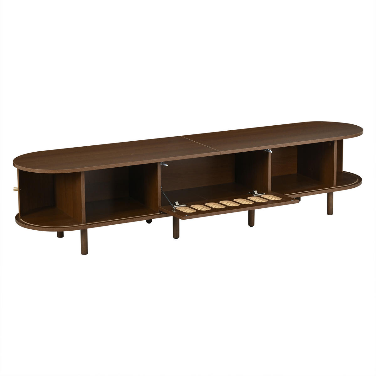 TV-SCHRANK 180/40/40 cm Nussbaum Rattan mit 1 Klapptür und 2 Rolltüren - Nussbaumfarben, Holzwerkstoff (180/40/40cm) - Oxeza