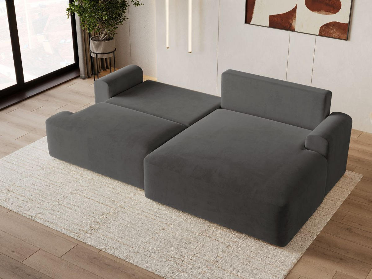 ECKSOFA Serene Dunkelgrau Links - Dunkelgrau, Holz/Textil (259/145cm) - Graingold