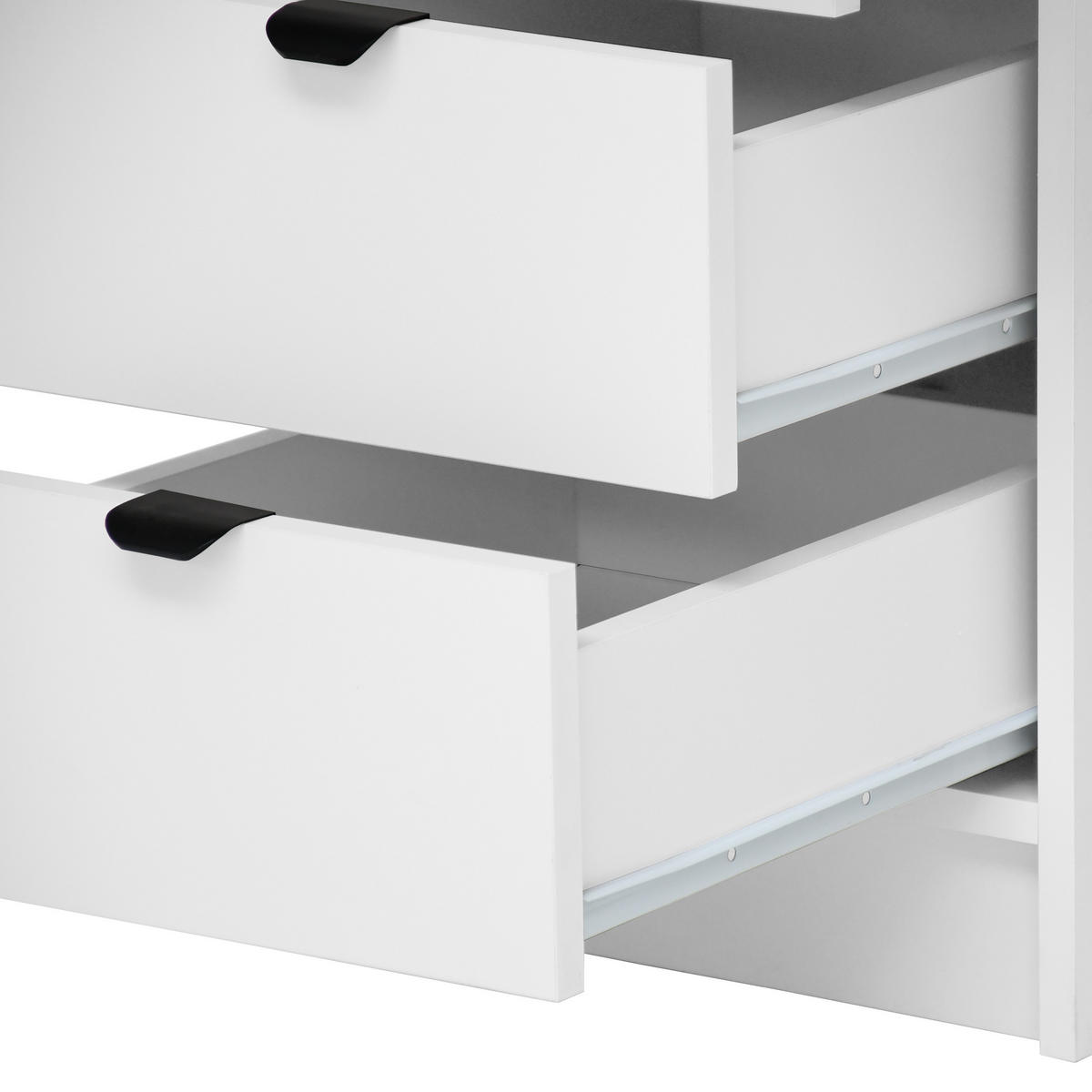 SCHREIBTISCH Malta mit 5 Schubladen, mit Griffen, Weiß - Schwarz/Weiß, Holzwerkstoff/Metall (57/120/75.5cm) - Beautysofa