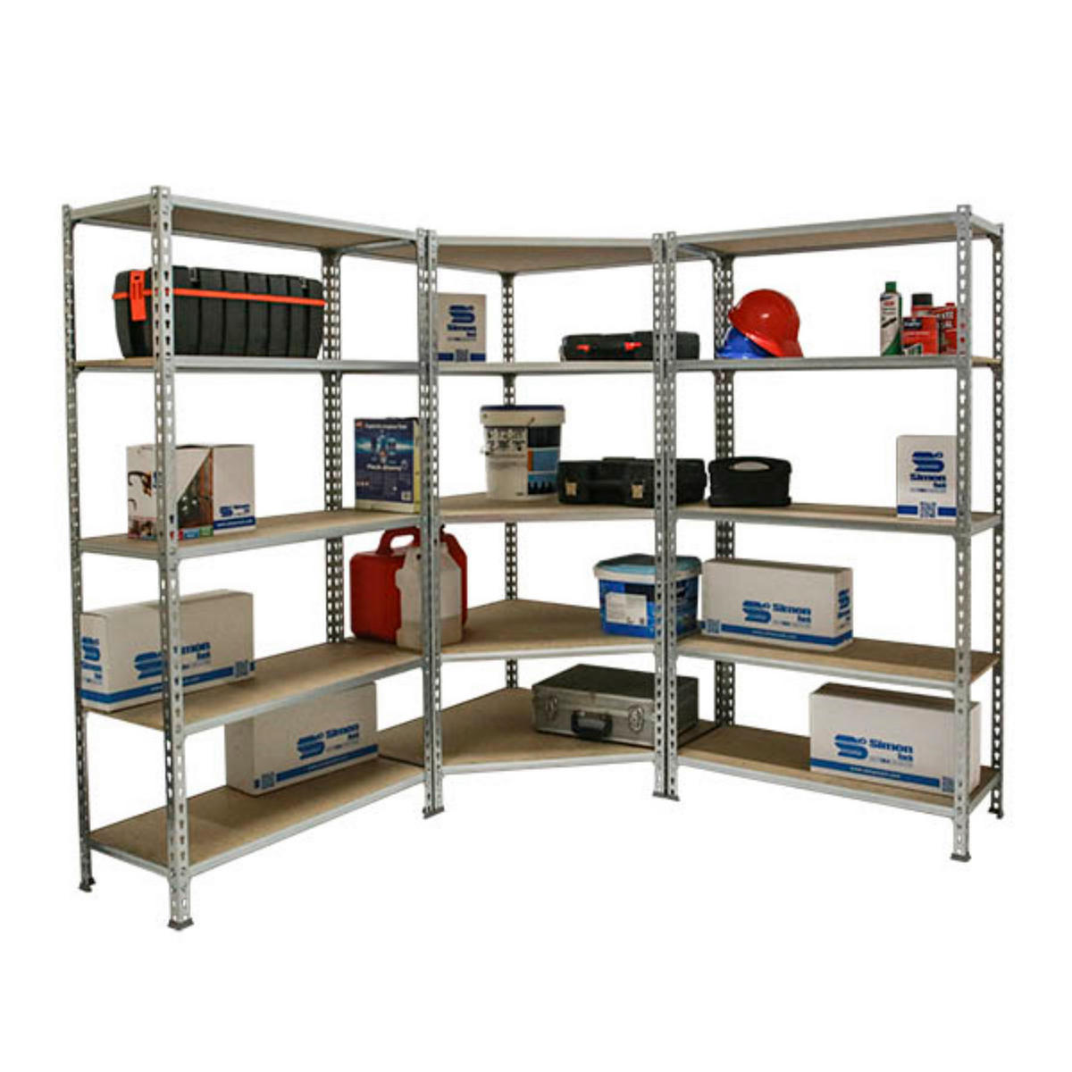 MEGA Deal 1x Eckregal + 2x Schwerlastregal MULI | HxBxT 180x180x30cm | Fachlast 200kg | Verzinkt - Silberfarben, Metall (180/180/30cm) - PROREGAL