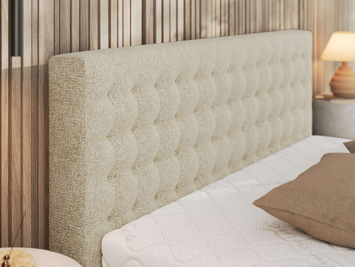 POLSTERBETT PAVO CLASSIC 160/200 - Creme Strukture - Schaum-Matratze - Creme, Textil (160/200cm) - MKS