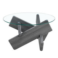 KONFERENČNÍ stolek 79/79/45 cm šedá transparentní z MDF a skla s křížovou podnoží - šedá, kompozitní dřevo (79/79/45cm) - OKWISH