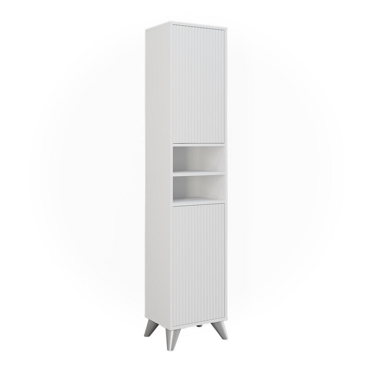 BADSCHRANK Leano Weiß 38 x 180 cm mit 2 Türen - Weiß, Holzwerkstoff (38/180/30cm) - Vicco