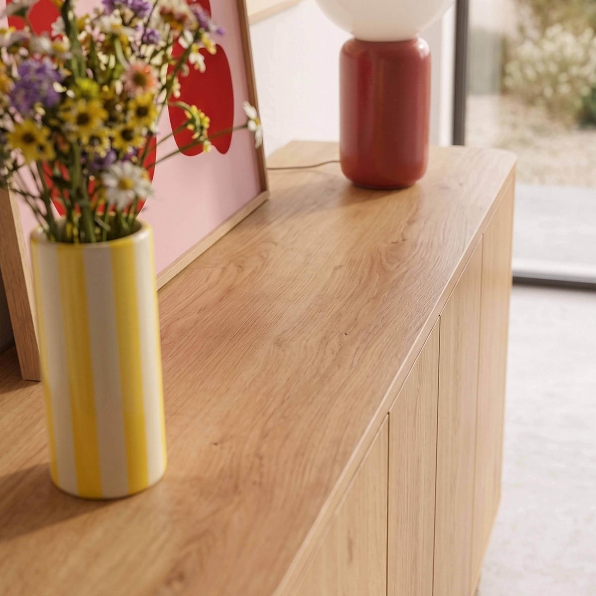 SIDEBOARD 160 cm, helles Holz - Beige, Holz (160/75/40cm) - Oviala