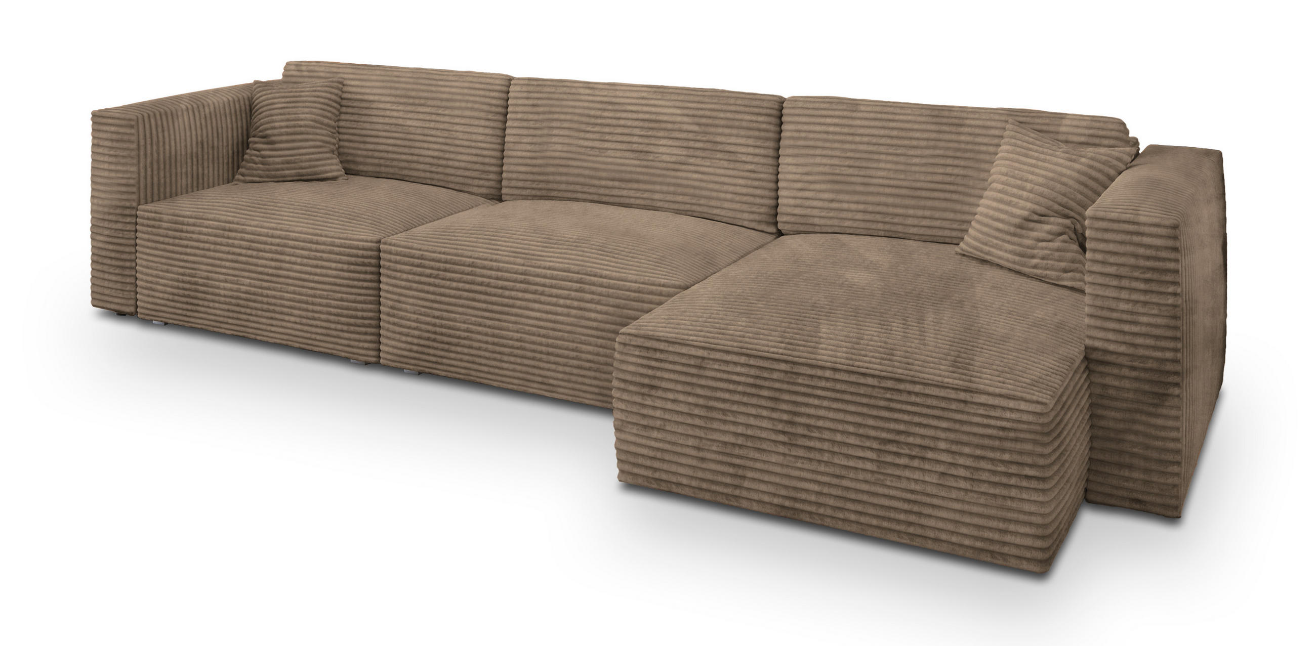 ECKSOFA TOLMO Beige Kordstoff mit Schlaffunktion - Beige, Holz (347/148cm) - MASSENO