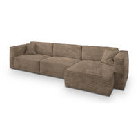 ECKSOFA TOLMO Beige Kordstoff mit Schlaffunktion - Beige, Holz (347/148cm) - MASSENO