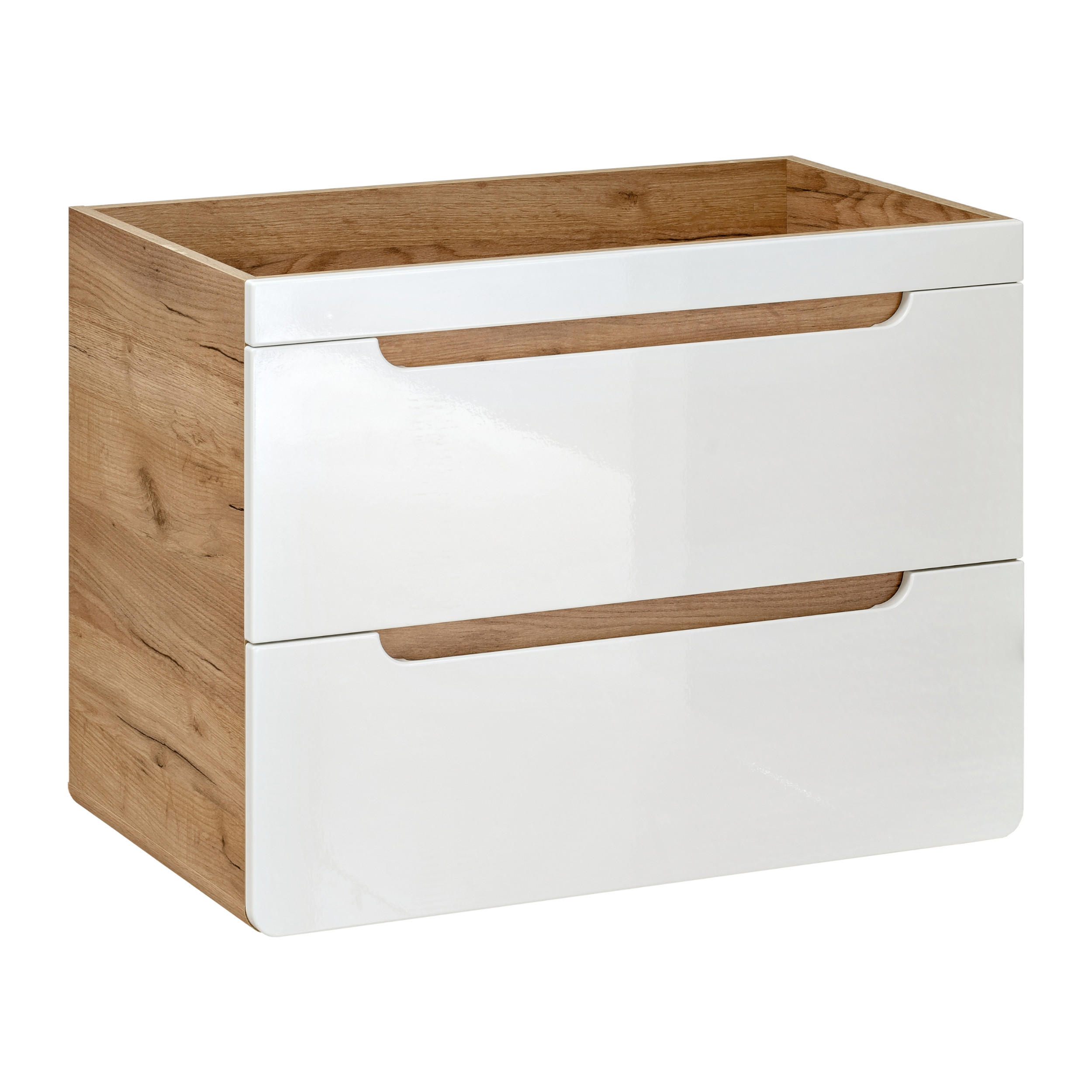 WASCHBECKENUNTERSCHRANK ARVIDA SZK8 Eiche Weiß - Weiß, Glas/Holzwerkstoff (80/59/46cm) - Komodee