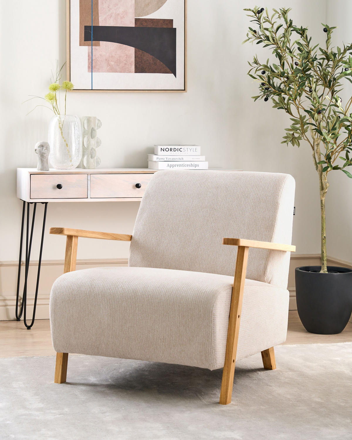 SESSEL Helles Beige Lesja - Hellbraun/Beige, Textil (77/79/90cm) - Beliani